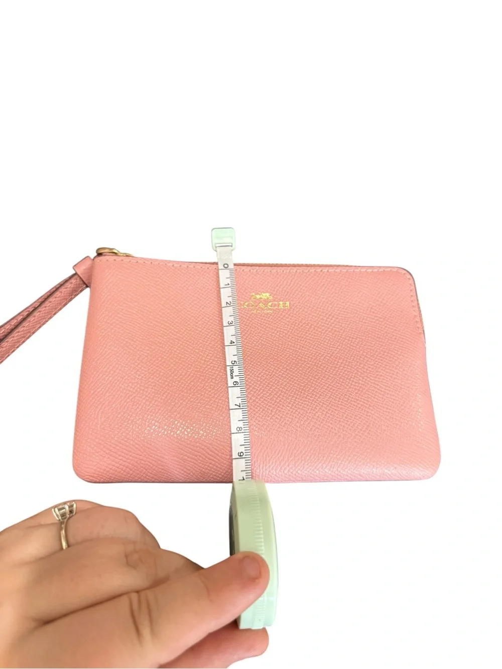 Coach Pink Leather Wristlet with Gold Logo